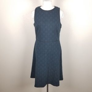 Ann Taylor LOFT Blue Black Brocade Dress 6